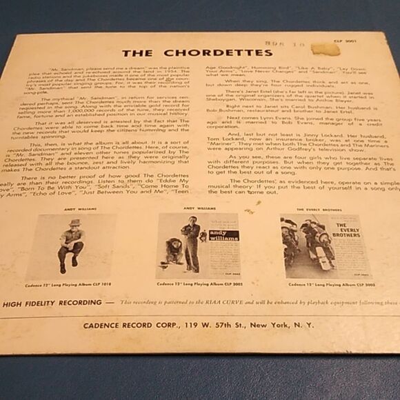 The Chordettes Vinyl Record - Blue Cover - Picture 3 of 7